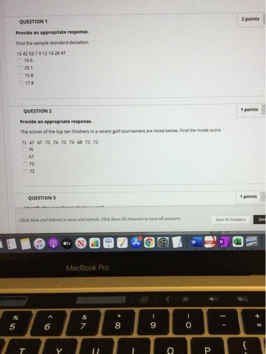 Solved 2 points QUESTION 1 Provide an appropriate response. | Chegg.com
