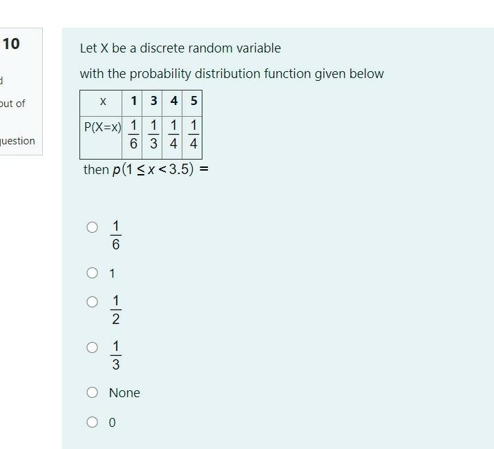 Solved 10 Let X be a discrete random variable with the | Chegg.com