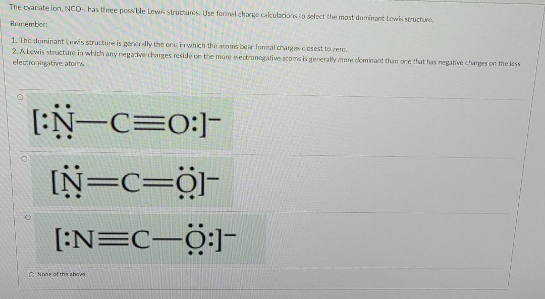 cyanate ion lewis structure