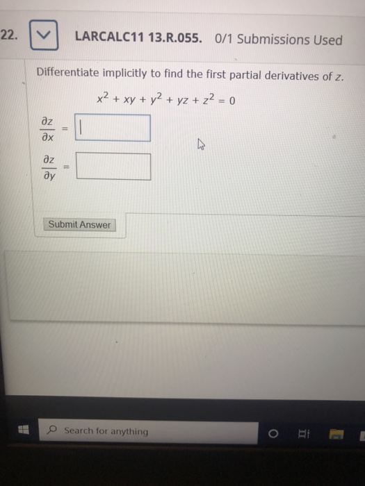 Solved Differentiate Implicitly To Find The First Partial Chegg Com