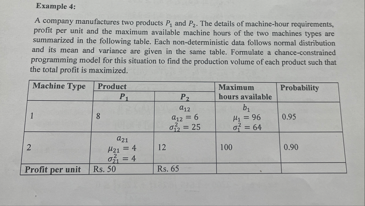 Solved Example 4:A company manufactures two products P1 ﻿and | Chegg.com
