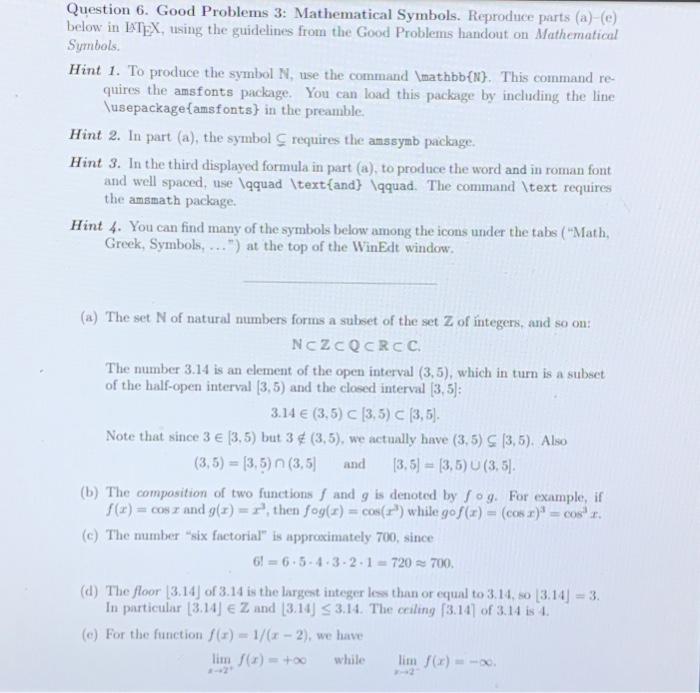 Mathematical Symbols