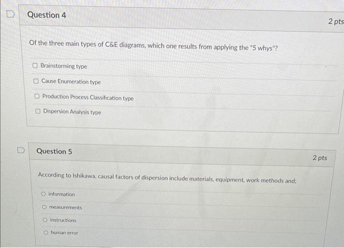 Solved Question 4 2 pts Of the three main types of C&E | Chegg.com