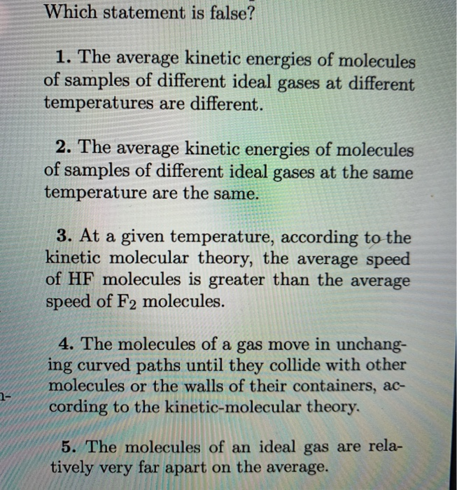 Solved Which statement is false? 1. The average