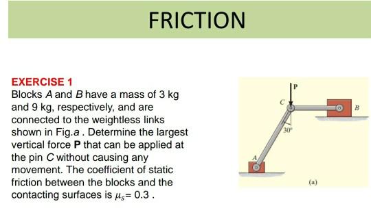 Solved FRICTION B 30 EXERCISE 1 Blocks A And B Have A Mass | Chegg.com