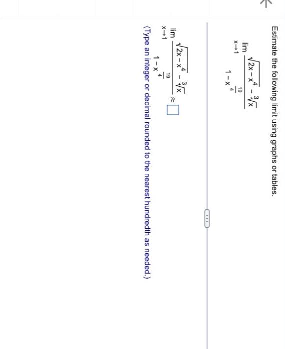 Solved Estimate the following limit using graphs or tables. | Chegg.com