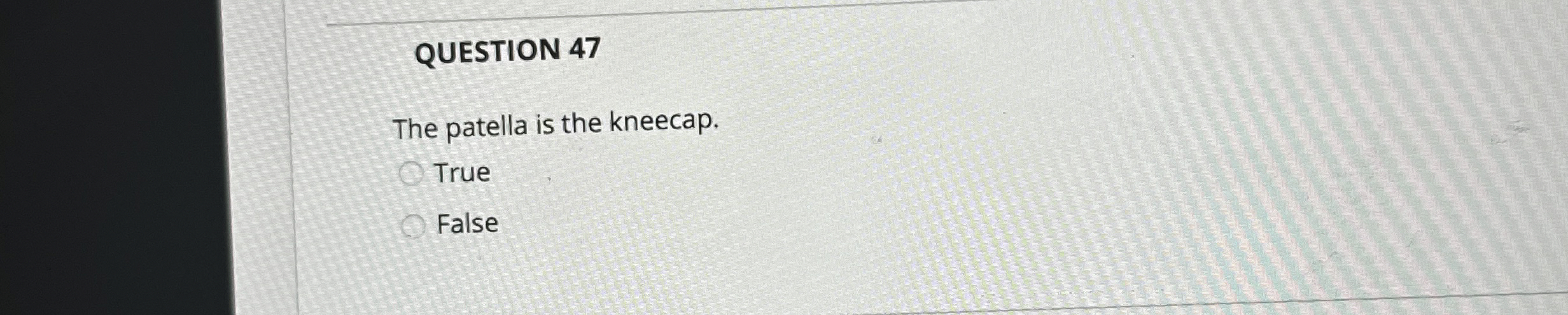 Solved Question 47the Patella Is The Kneecap.truefalse 