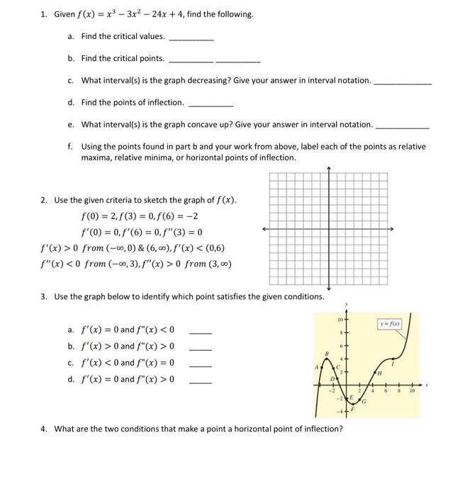 Solved 1. Given F(x)=x3−3x2−24x+4, Find The Following. A. 