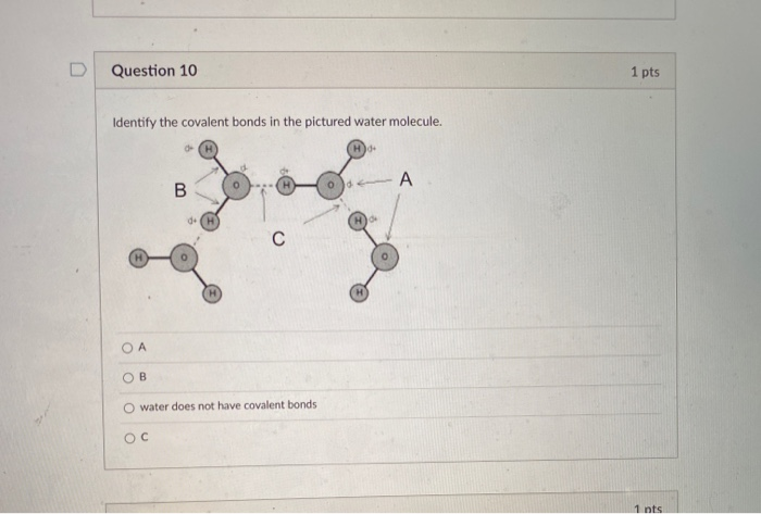 Solved D Question 10 1 pts Identify the covalent bonds in | Chegg.com
