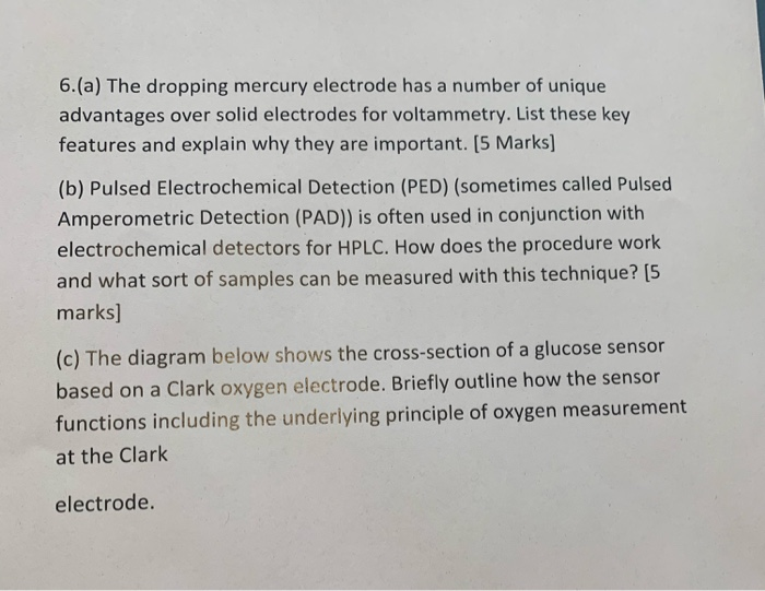 Solved 6.(a) The dropping mercury electrode has a number of