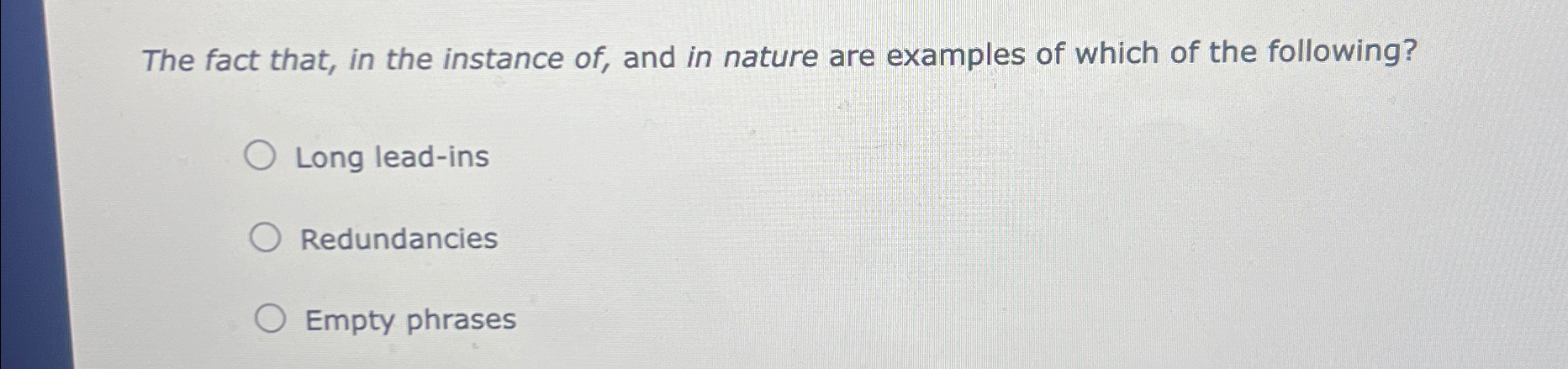 Solved The fact that, in the instance of, ﻿and in nature are | Chegg.com