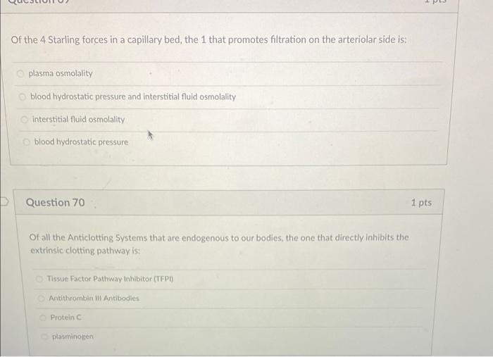 Solved Of the 4 Starling forces in a capillary bed, the 1 | Chegg.com