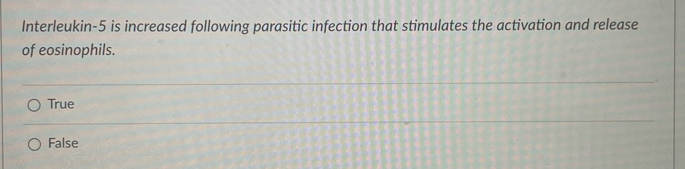 Solved Interleukin- 5 ﻿is increased following parasitic | Chegg.com