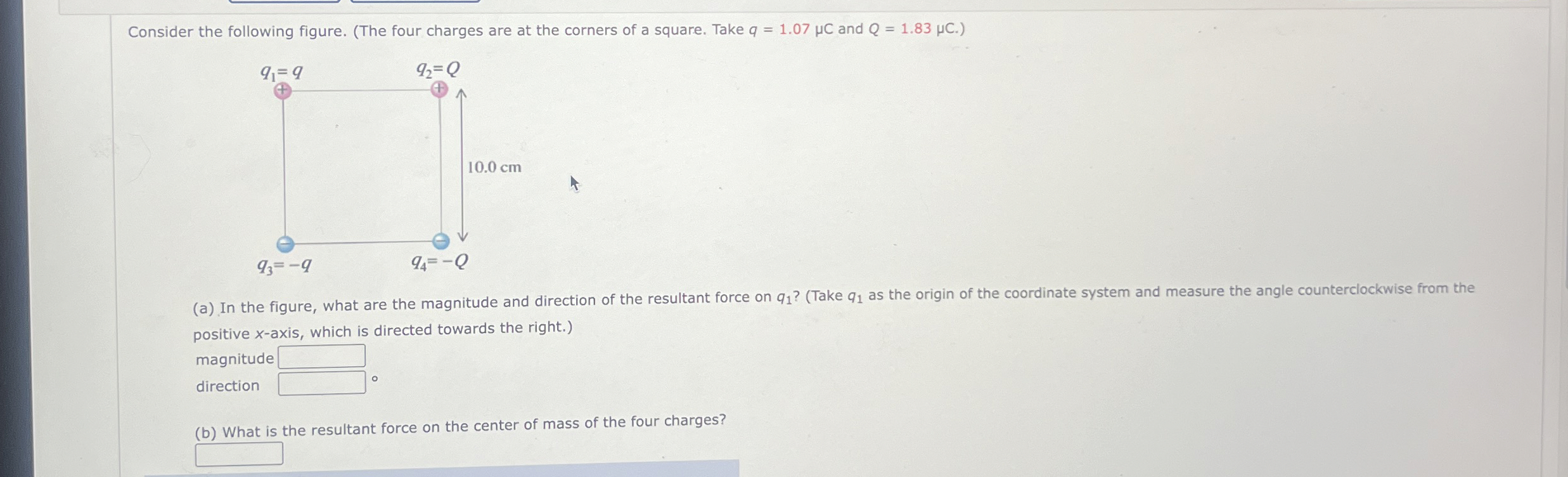 Solved Consider the following figure. (The four charges are | Chegg.com