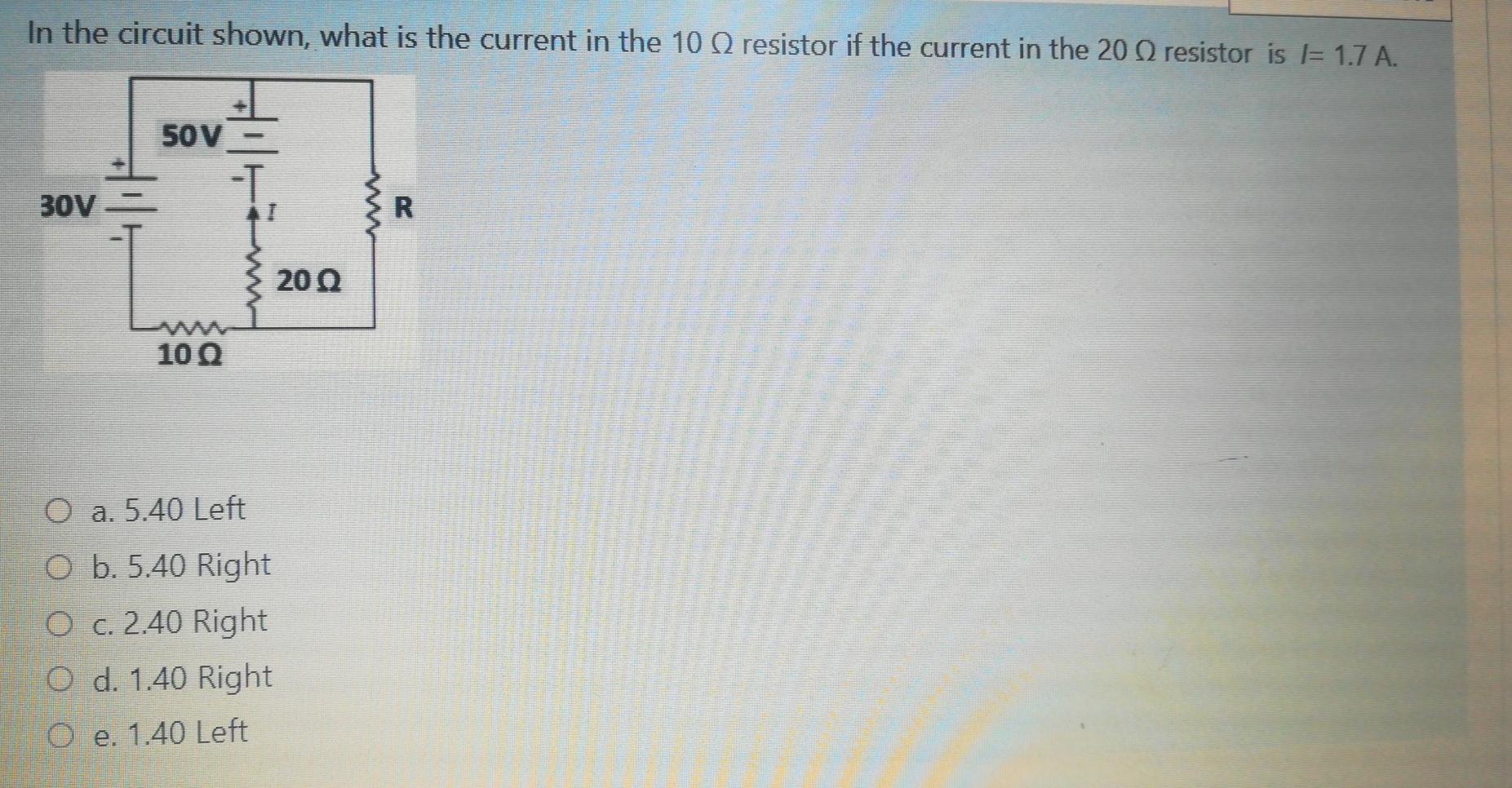 Solved In the circuit shown, what is the current in the 10 | Chegg.com