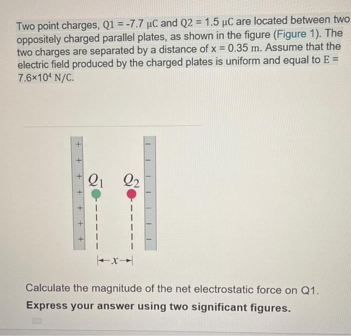 Solved Two Point Charges Q1−77μc And Q215μc Are Located 1791