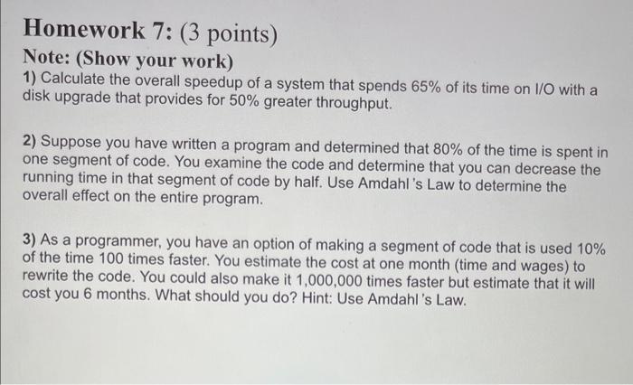 Solved Homework 7: (3 points) Note: (Show your work) 1) | Chegg.com