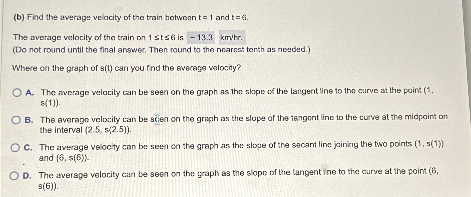 Solved (b) ﻿Find the average velocity of the train between | Chegg.com