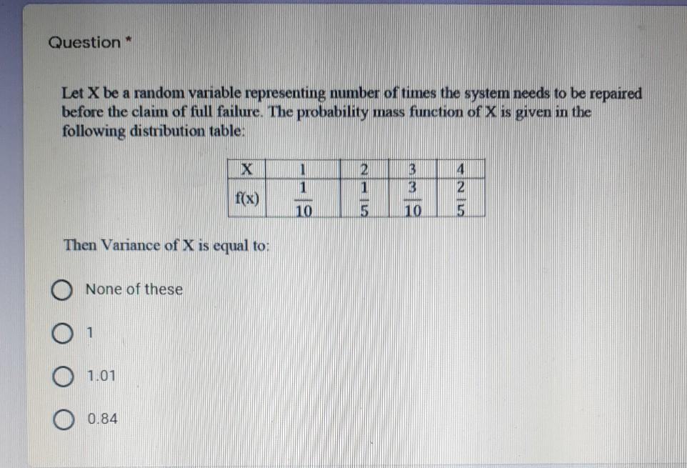Solved Question Let X be a random variable representing | Chegg.com