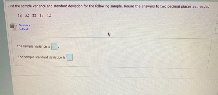 Solved Find the sample variance and standard deviation for | Chegg.com