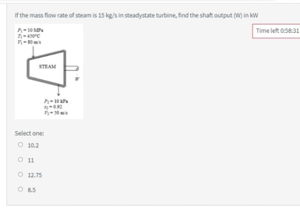 Solved If the mass flow rate of steam is 15 kg/s in | Chegg.com