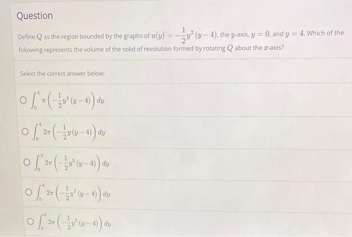 Solved Define Q as the region bounded by the graphs of