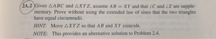 Solved 2a 2 Given bc And Axyz Assume Ab Xy And That Chegg Com