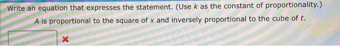 Solved Write an equation that expresses the statement. (Use | Chegg.com