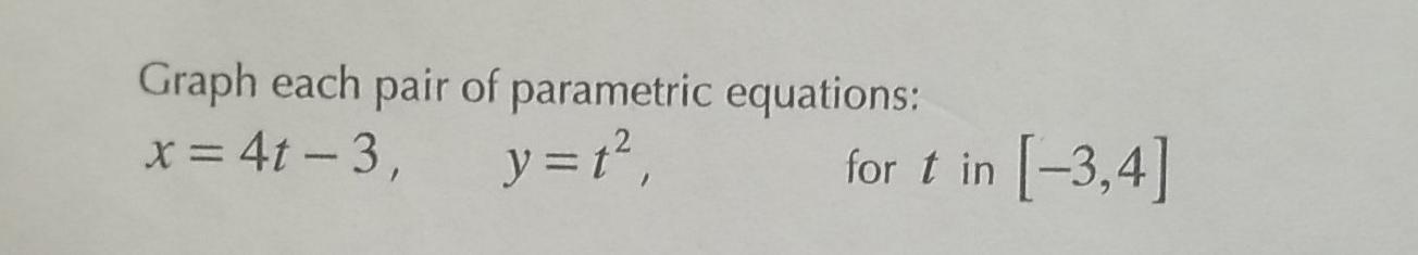 Solved Graph Each Pair Of Parametric Equations X 4t 3