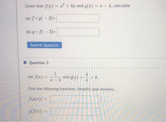 Given That F X Ae 6c And G X 2 4 Calculate Chegg Com