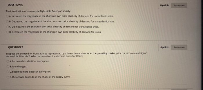 Solved QUESTION 6 6 points Save Answer The introduction of | Chegg.com