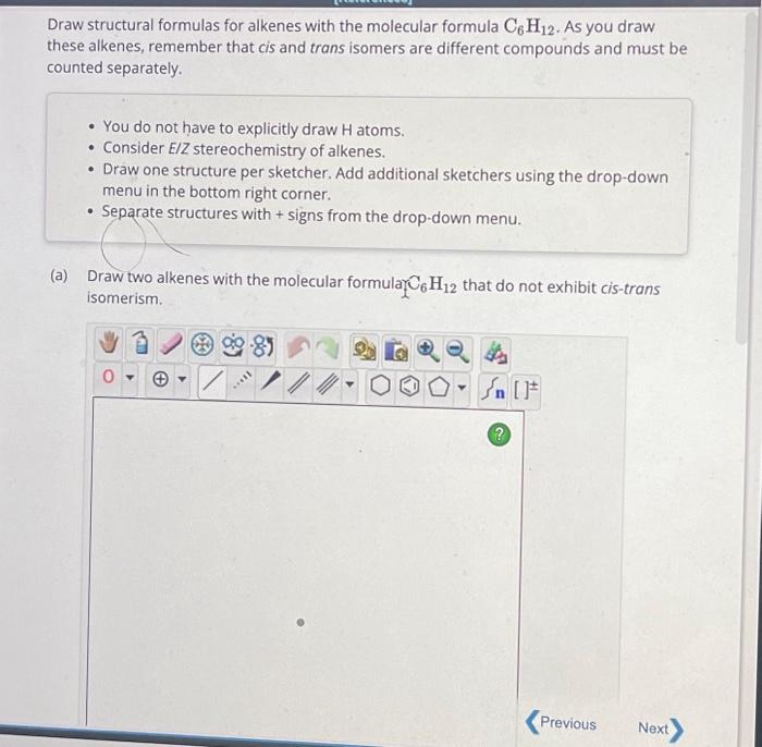 Solved Draw structural formulas for alkenes with the | Chegg.com