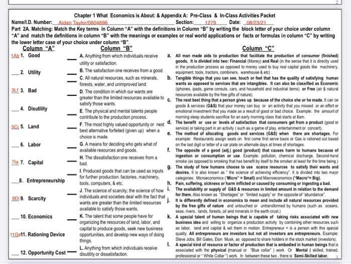 Chapter 1 (3 sections) Introduction to Economics Flashcards