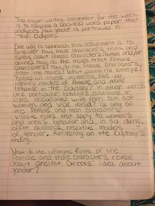 The major writing assignment for the week 19 to | Chegg.com