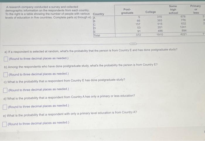 Solved A Research Company Conducted A Survey And Collected | Chegg.com