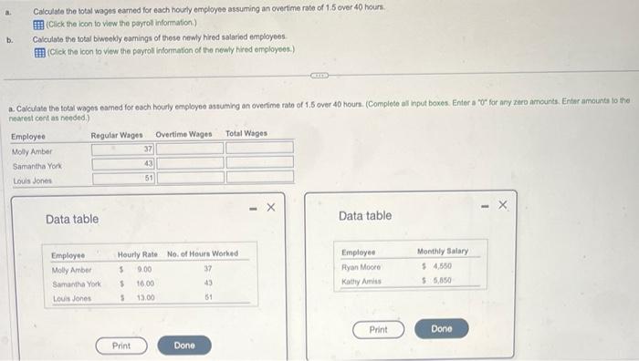 Solved a. Calculate the total wages earned for each hourly | Chegg.com