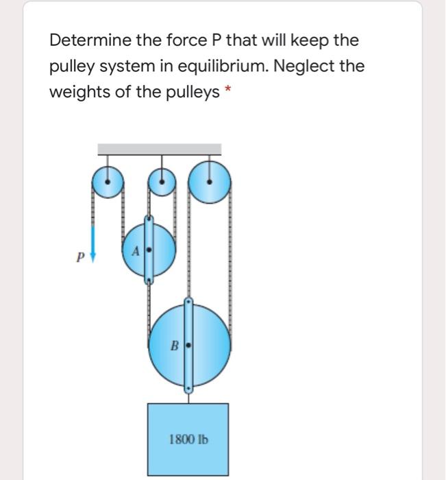 Solved Determine the force P that will keep the pulley | Chegg.com