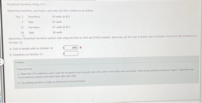 Solved Perpetual Inventory Using FIFO Beginning inventory, | Chegg.com