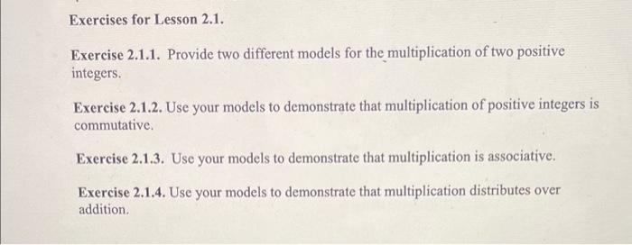 Solved Exercises for Lesson 2.1. Exercise 2.1.1. Provide two | Chegg.com