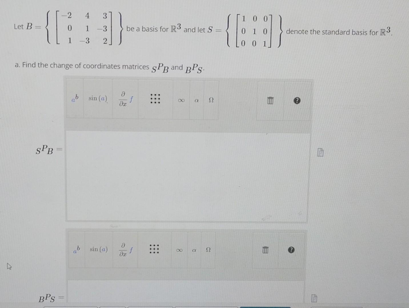 Solved Let B⎩⎨⎧⎣⎡−20141−33−32⎦⎤⎭⎬⎫ Be A Basis For R3 And 2363