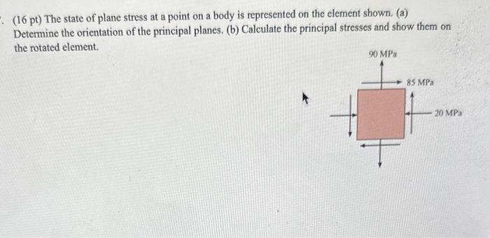 Solved (16 pt) The state of plane stress at a point on a | Chegg.com