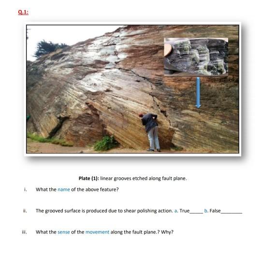 Solved Q.1: Plate (1): linear grooves etched along fault | Chegg.com
