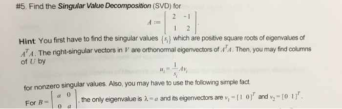 Solved #5. Find the Singular Value Decomposition (SVD) for | Chegg.com