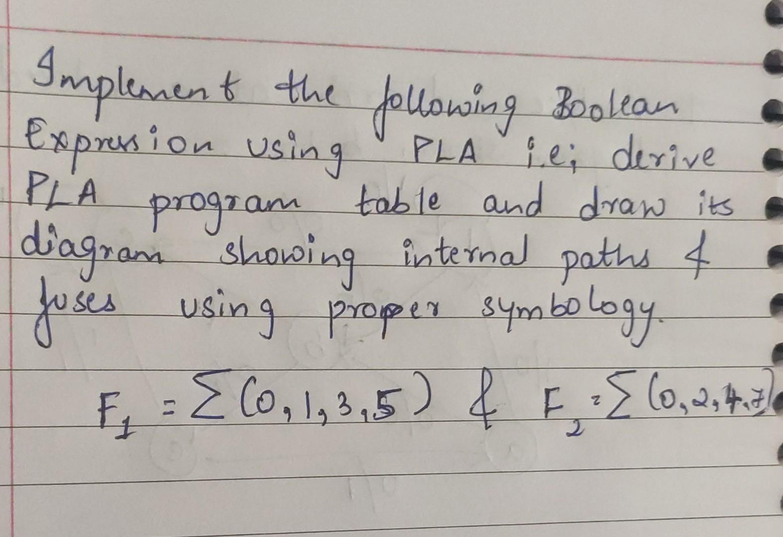 Solved Implement The Following Boolean Expression Using PLA | Chegg.com