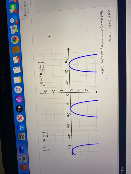 Solved - 3 da QUESTION 12 · 1 POINT Find the equation of the | Chegg.com