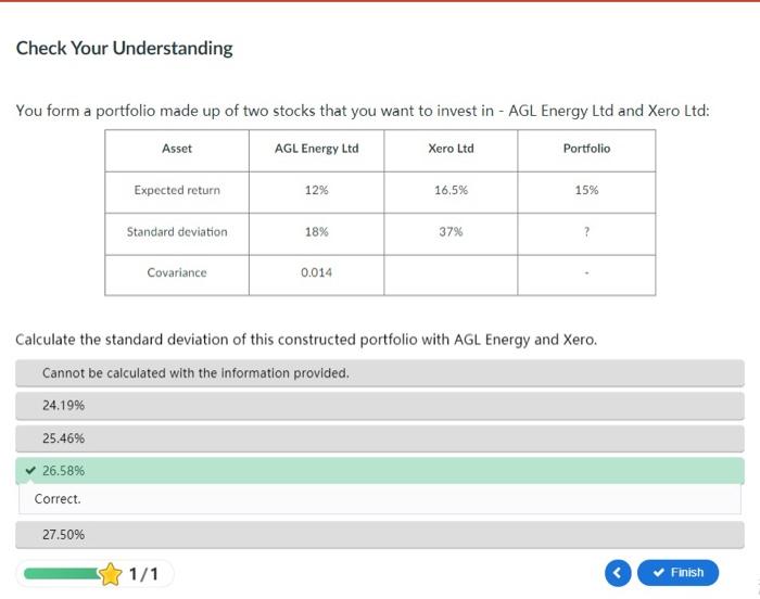 Solved Check Your Understanding You form a portfolio made up