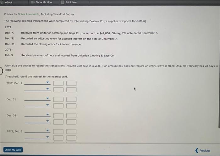 Solved eBook Show Me How Print Item Entries for Notes | Chegg.com