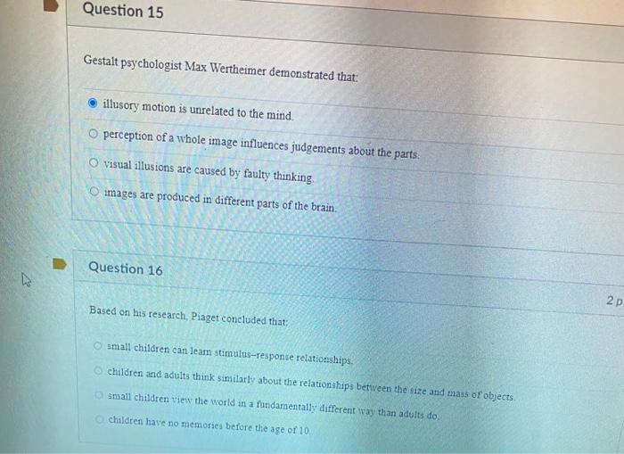 Solved Question 15 Gestalt psychologist Max Wertheimer Chegg