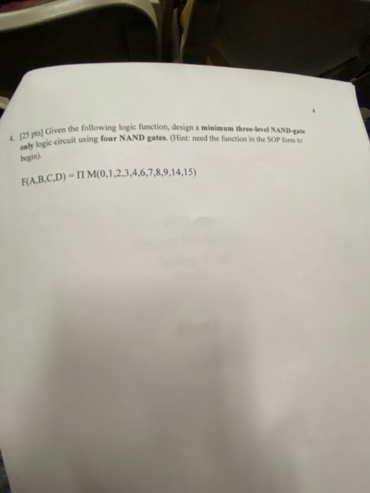 Solved 4 25 pts) Given the foll only logic circuit using | Chegg.com
