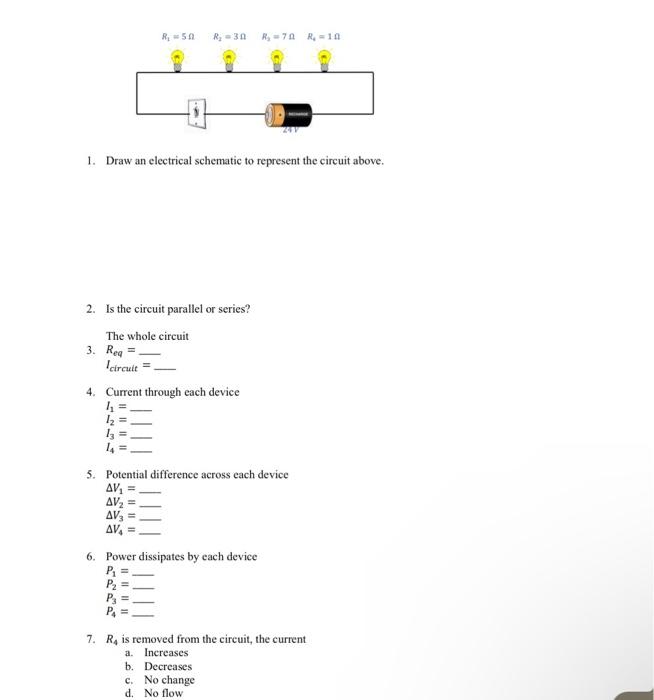 Solved R50 R-30 R70 R10 1. Draw an electrical schematic to | Chegg.com
